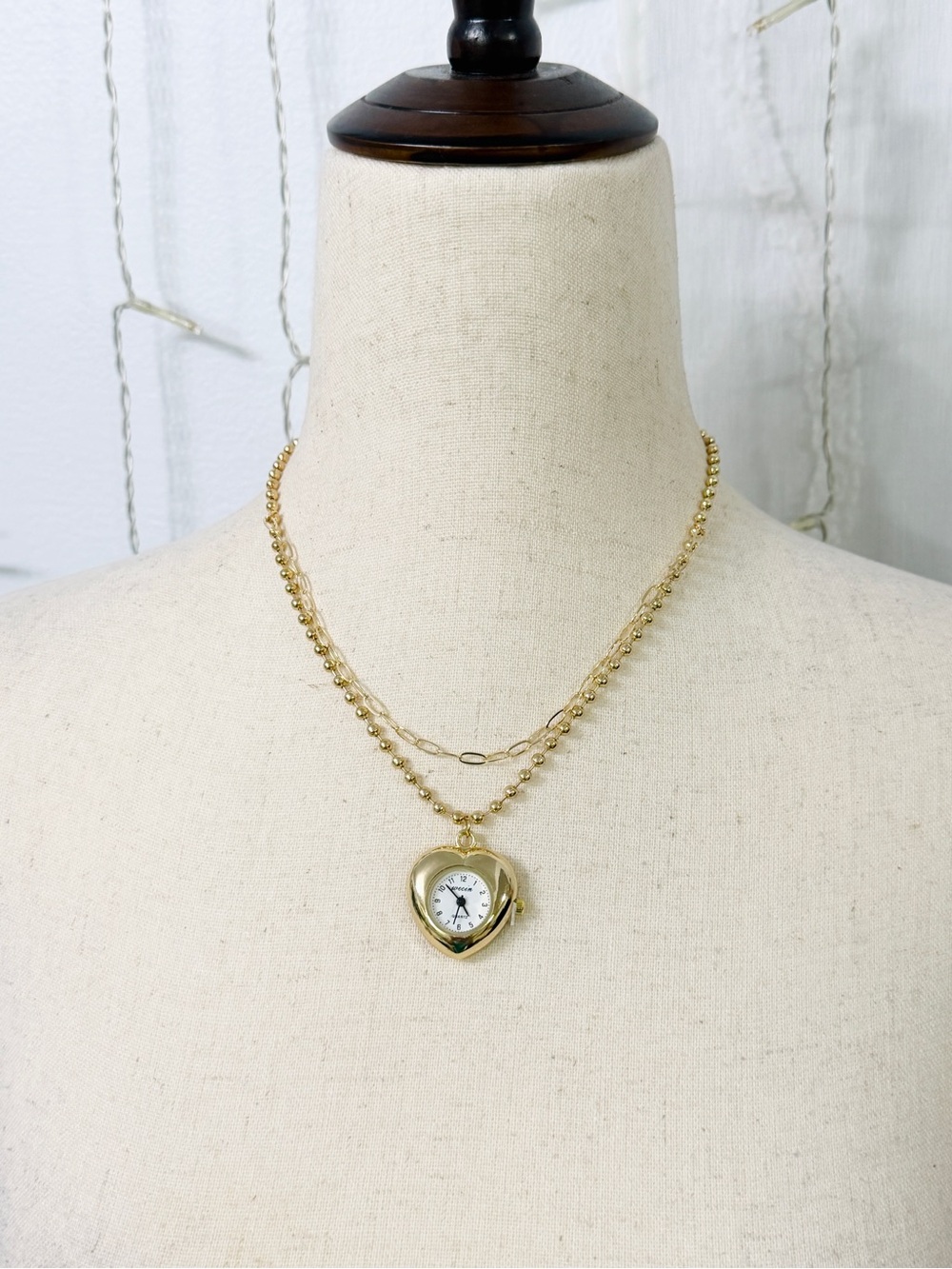 Gold Heart Watch Necklace - Women Jewelry